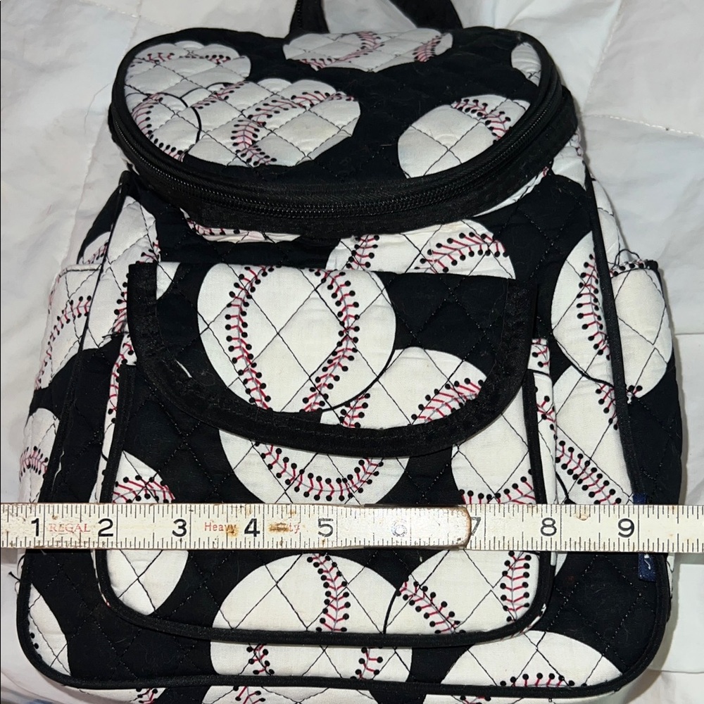Quilted Baseball Pattern Backpack - Picture 12 of 16